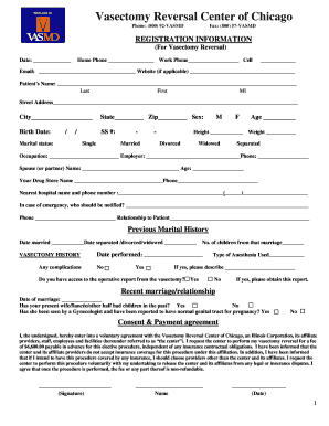 Vasectomy Reversal Registration Form