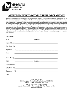 Authorization to Obtain Credit Information