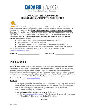 Cincinnati Christian Schools Registration and Update Instructions