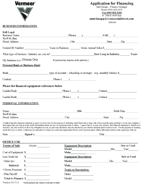 Application for Financing