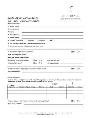 Contractor Pollution Liability Application