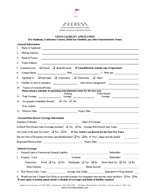 Venue Liability Application