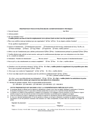 Proposition pour entraîneurs de conditionnement physique
