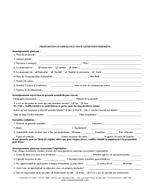 Proposition d’assurance pour artiste/interprète