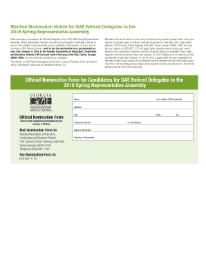 GAE Retired Delegates Nomination Form