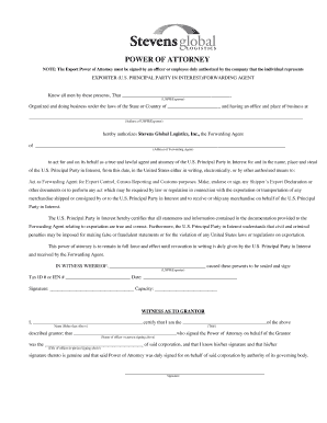 US Export Power of Attorney