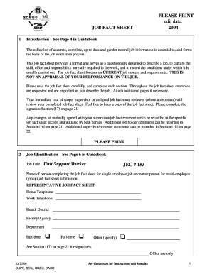 Job Fact Sheet 2004