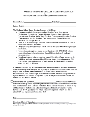 Michigan Medicaid School-Based Services Consent Form