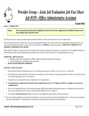 Job Fact Sheet for Office Administrative Assistant