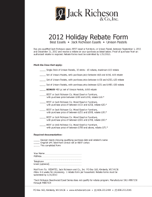 2012 Holiday Rebate Form
