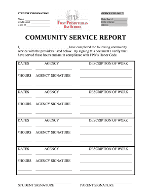 Community Service Report Form