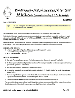 Job Fact Sheet for Senior Combined Laboratory & X-Ray Technologist