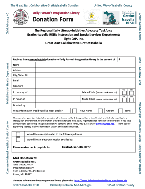 Dolly Parton's Imagination Library Donation Form