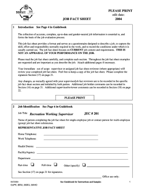 Job Fact Sheet 2004