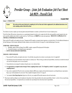 Job Fact Sheet for Payroll Clerk