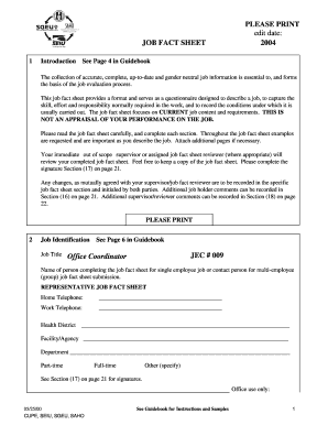 Job Fact Sheet 2004