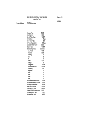 REAL ESTATE INVESTMENT ANALYSIS FORM Page 1 of 7 Purchase