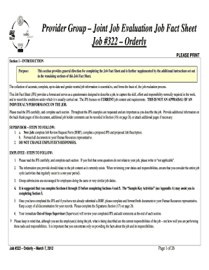 Job Fact Sheet for Orderly