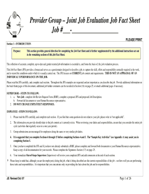 Job Fact Sheet Template