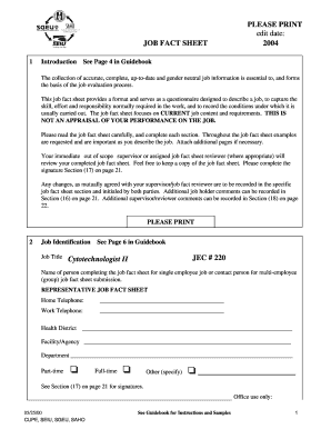 Job Fact Sheet for Cytotechnologist II
