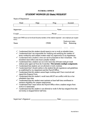 Student Worker Request Form