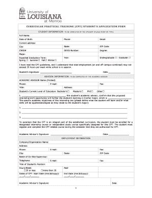 Curricular Practical Training Application Form