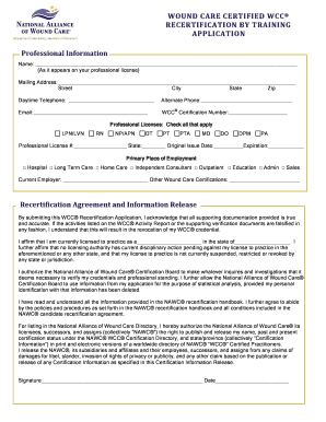 Wound Care Certified WCC Recertification Application