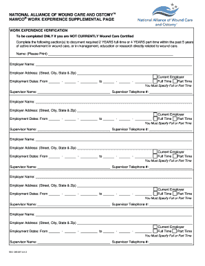 NAWCO Work Experience Verification Form