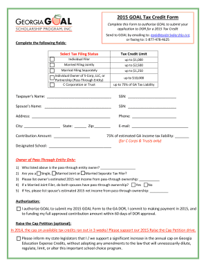2015 Georgia Tax Credit Form