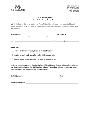 Federal Work-Study Change Request Form