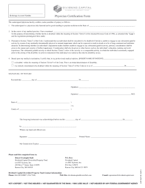 Physician Certification Form for Disability
