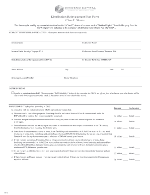 Distribution Reinvestment Plan Form