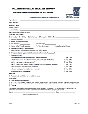 Janitorial Services Supplemental Application