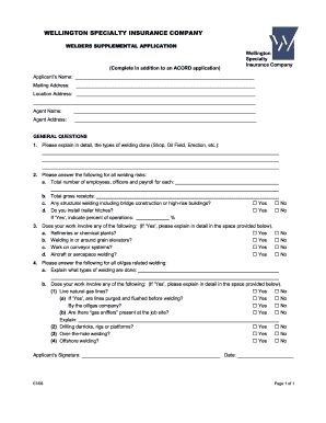 Welders Supplemental Application