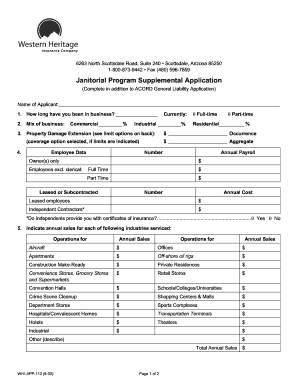 Janitorial Program Supplemental Application
