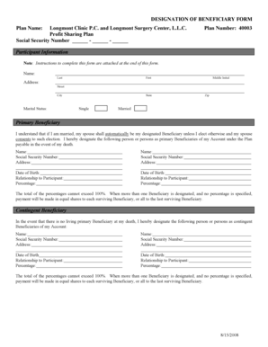 Designation of Beneficiary Form