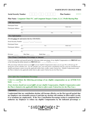 Participant Change Form