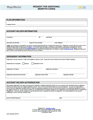 Request for Additional Benefits Cards