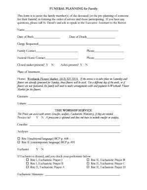 Funeral Planning Form