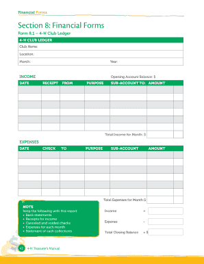 4-H Club Ledger