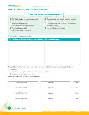 4-H Club Peer Review Checklist
