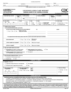Legionellosis Case Report Form