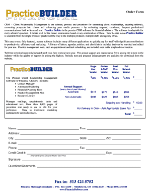 Practice Builder CRM Order Form
