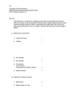 Bank Account Details Confirmation Letter
