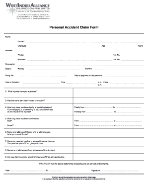 Personal Accident Claim Form