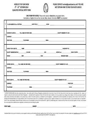 Horse of the Year Show Entry Form