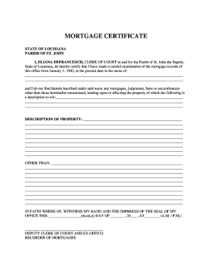 Louisiana Mortgage Certificate