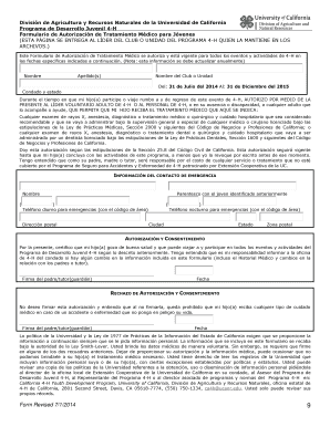 Formulario de Autorización de Tratamiento Médico para Jóvenes