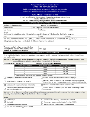 Michigan Lifeline Service Application