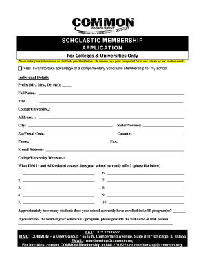 Scholastic Membership Application